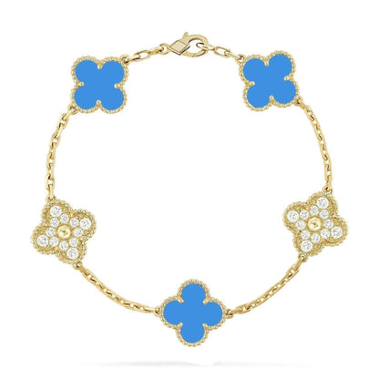 [Luna Brilliance] CLOVER 5 MOTIF BLUE AGATE BRACELET COLLECTION