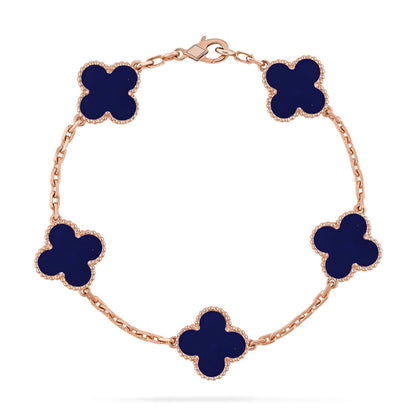 [Luna Brilliance]THICK GOLD-PLATED CUSTOM SIZE EDITION CLOVER ROSE GOLD BRACELET COLLECTION,5 MOTIFS
