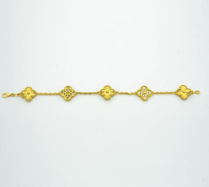 [Lunabriance]CLOVER BRACELET 5 MOTIFS GOLD DIAMOND