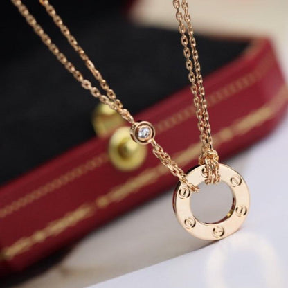 [Lunabriance]LOVE NECKLACE ADJUSTABLE ROSE GOLD 2 DIAMOND