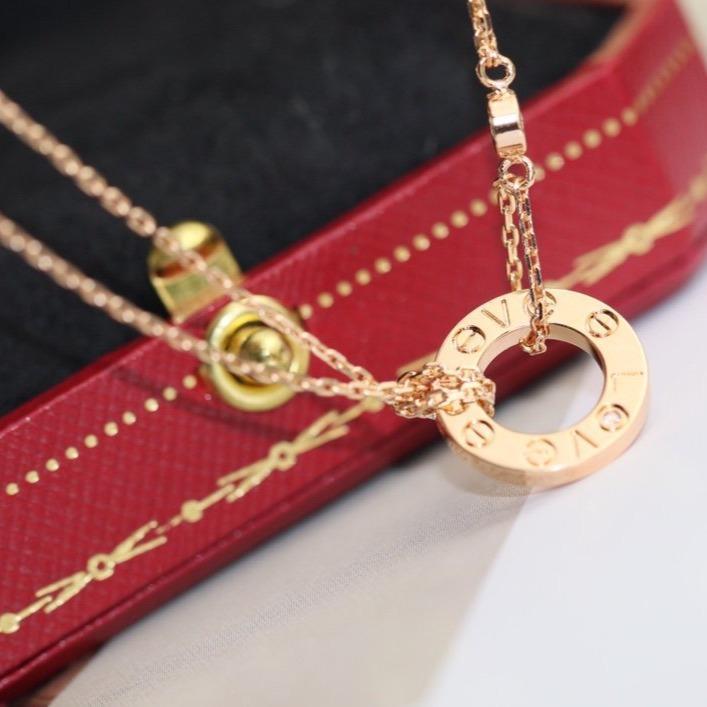 [Lunabriance]LOVE NECKLACE ADJUSTABLE ROSE GOLD 2 DIAMOND