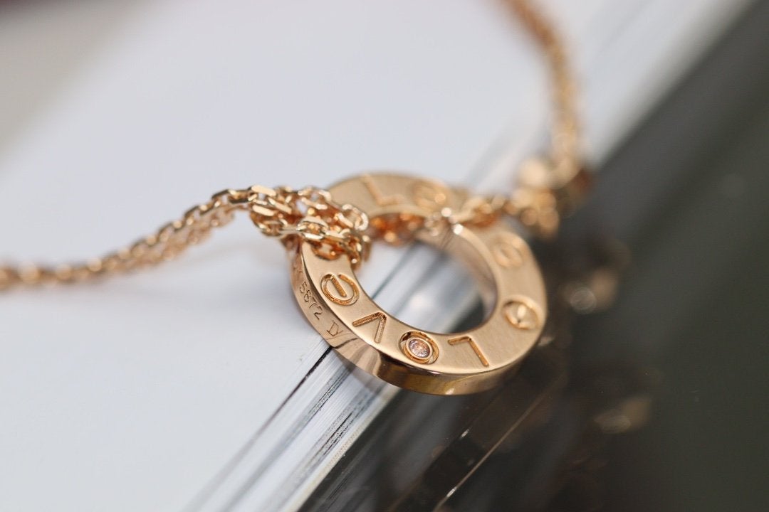 [Lunabriance]LOVE NECKLACE ADJUSTABLE ROSE GOLD 2 DIAMOND