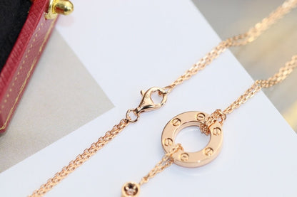 [Lunabriance]LOVE NECKLACE ADJUSTABLE ROSE GOLD 2 DIAMOND