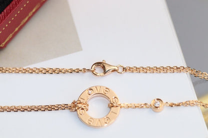 [Lunabriance]LOVE NECKLACE ADJUSTABLE ROSE GOLD 2 DIAMOND