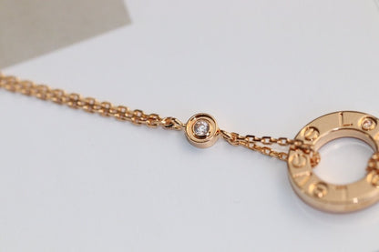 [Lunabriance]LOVE NECKLACE ADJUSTABLE ROSE GOLD 2 DIAMOND