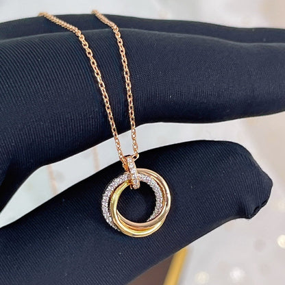 [Lunabriance]TRINITY NECKLACE SILVER GOLD PINK GOLD DIAMONDS