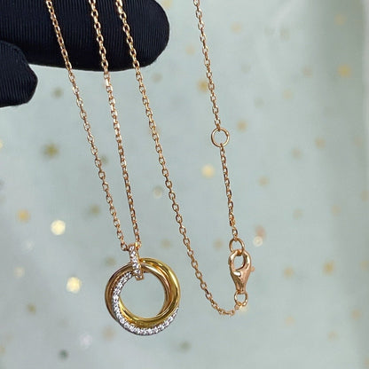 [Lunabriance]TRINITY NECKLACE SILVER GOLD PINK GOLD DIAMONDS