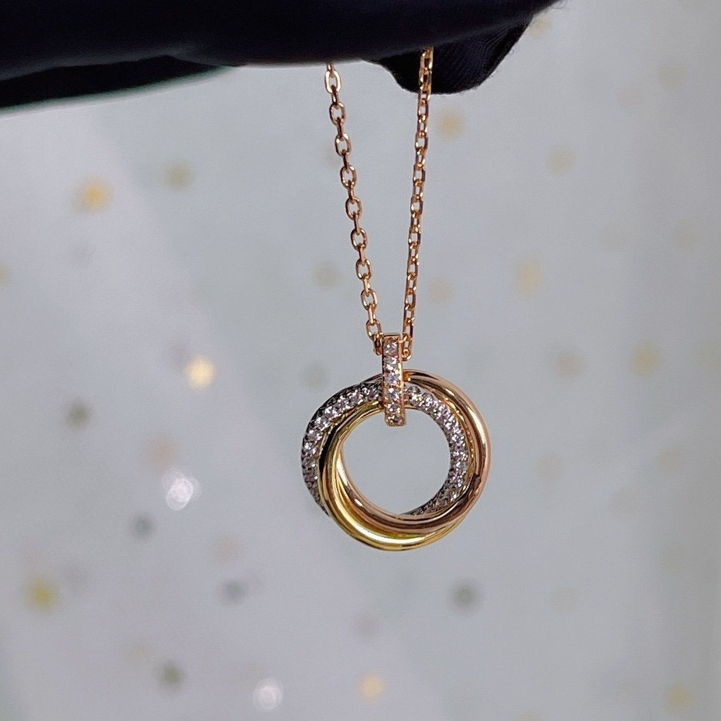 [Lunabriance]TRINITY NECKLACE SILVER GOLD PINK GOLD DIAMONDS