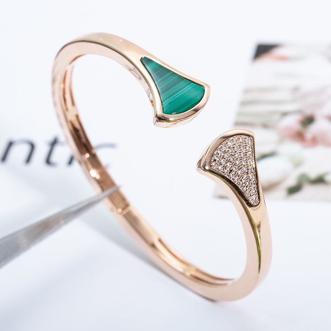 [Luna Brilliance]DREAM BRACELET OPEN MALACHITE PINK GOLD