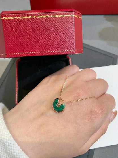 [Lunabriance]AMULETTE ROSE GOLD MALACHITE NECKLACE