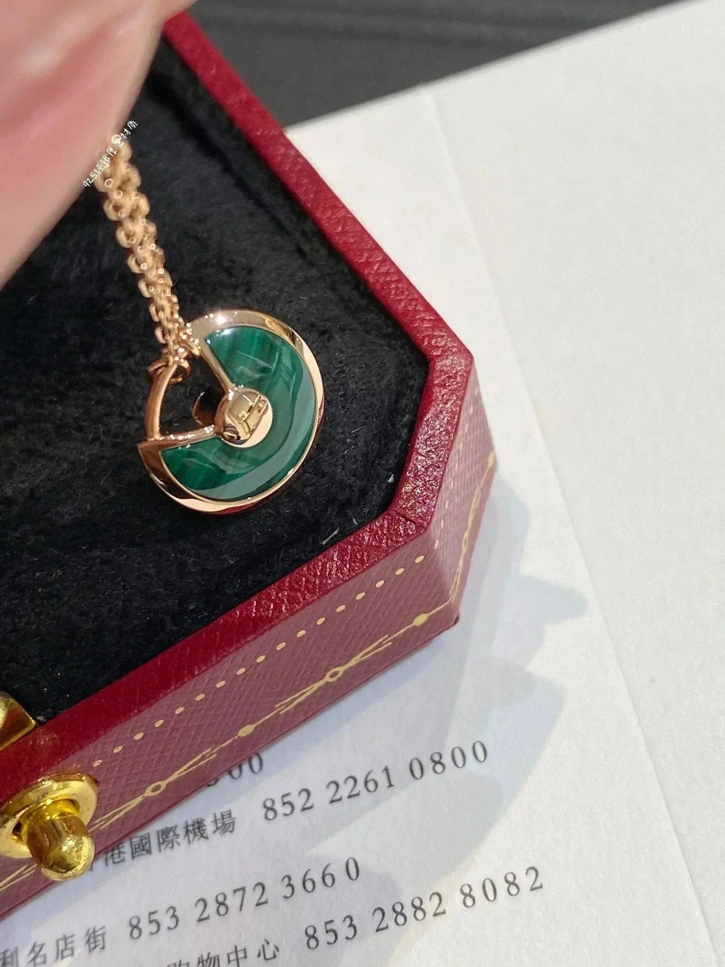 [Lunabriance]AMULETTE ROSE GOLD MALACHITE NECKLACE