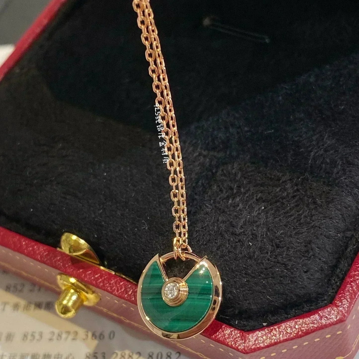 [Lunabriance]AMULETTE ROSE GOLD MALACHITE NECKLACE