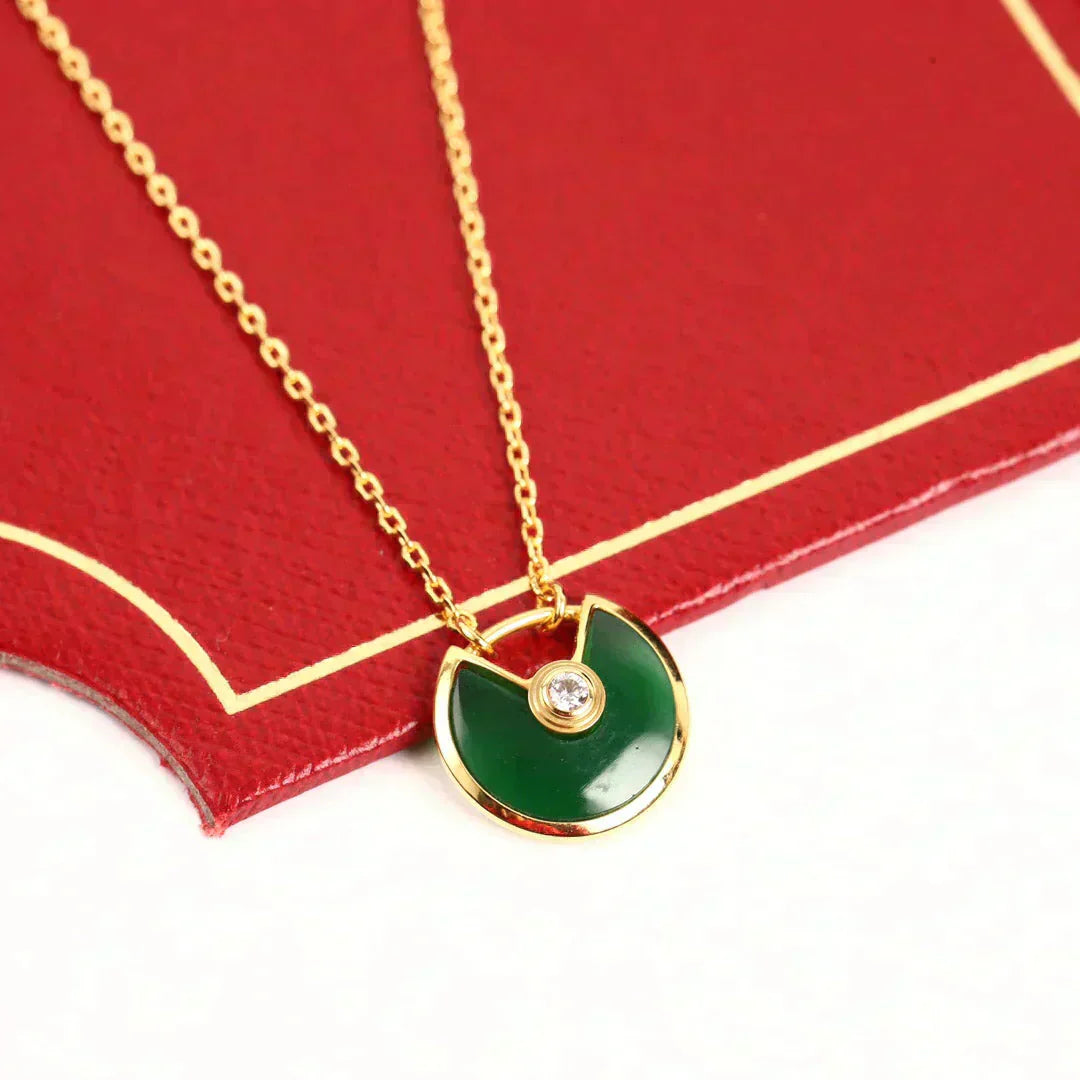 [Lunabriance]AMULETTE GOLD MALACHITE NECKLACE