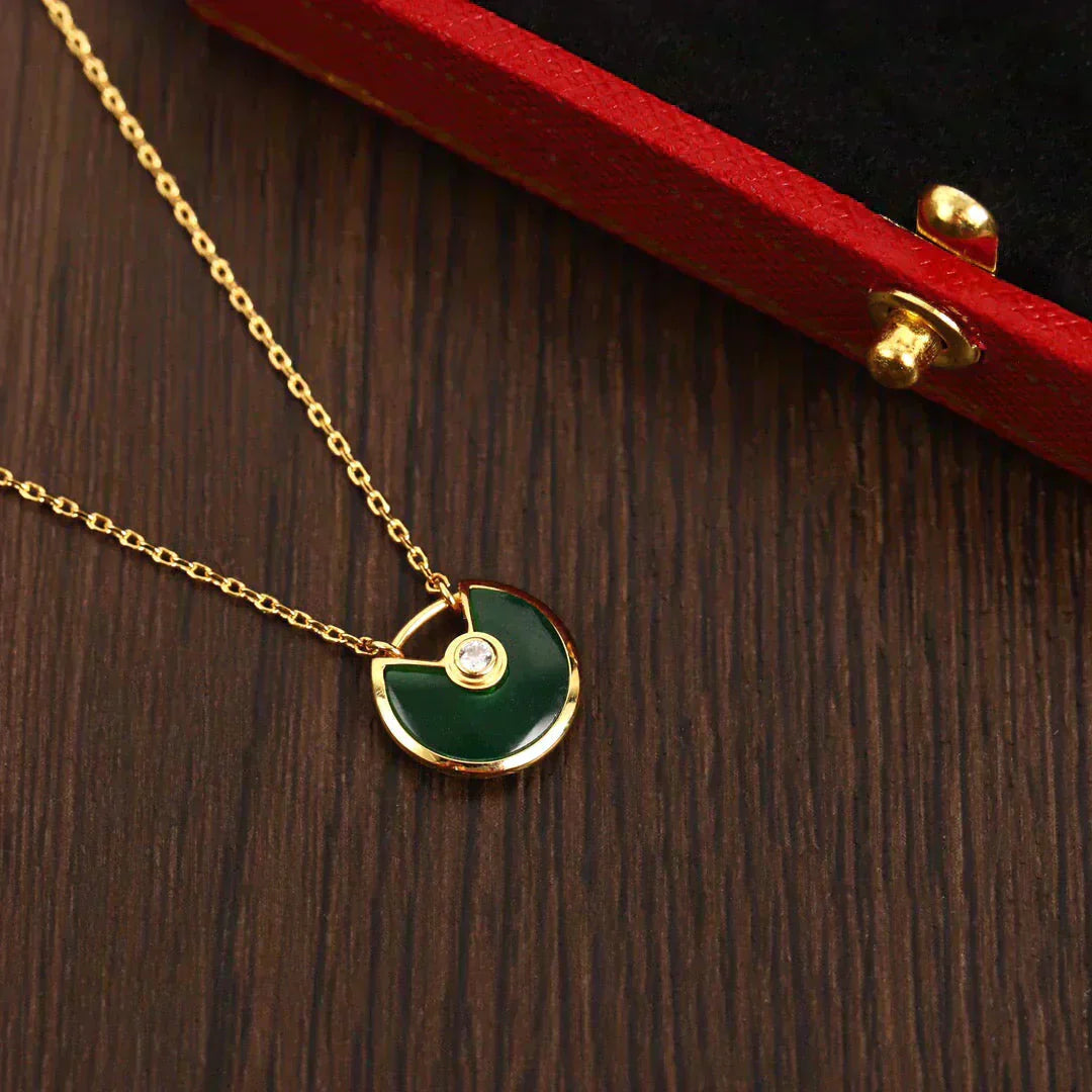 [Lunabriance]AMULETTE GOLD MALACHITE NECKLACE