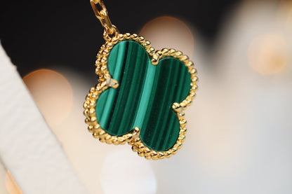 [Lunabriance]CLOVER EARRINGS GOLD MALACHITE DIAMOND 3 MOTIF