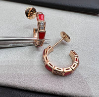 [Luna Brilliance]SERPENTI CARNELIAN PINK GOLD EARRINGS