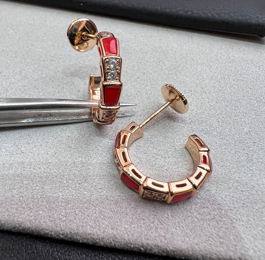 [Lunabriance]SERPENTI CARNELIAN PINK GOLD EARRINGS