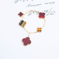 [Luna Brilliance]CLOVER BRACELET 5 MOTIFS CARNELIAN TIGER EYE