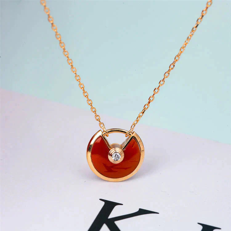 [Lunabriance]AMULETTE GOLD CARNELIAN ONYX NECKLACE