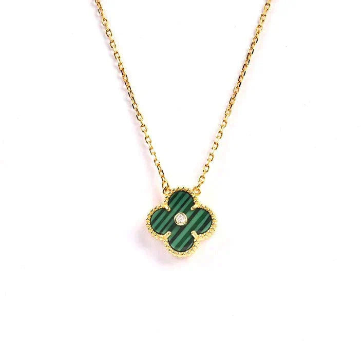 [Lunabriance]CLOVER 15MM DIAMOND TURQUOISE NECKLACE