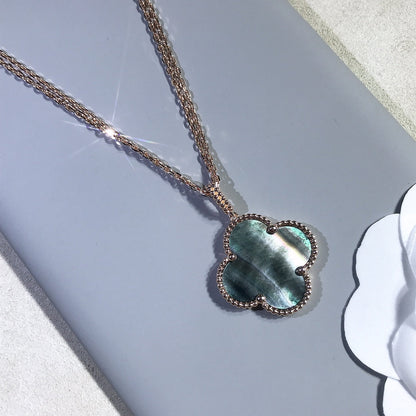 [Lunabriance]CLOVER 25MM GOLD DARK MOP BIG CLOVER NECKLACE