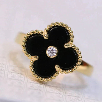 [Lunabriance]CLOVER ONYX RING GOLD DIAMOND