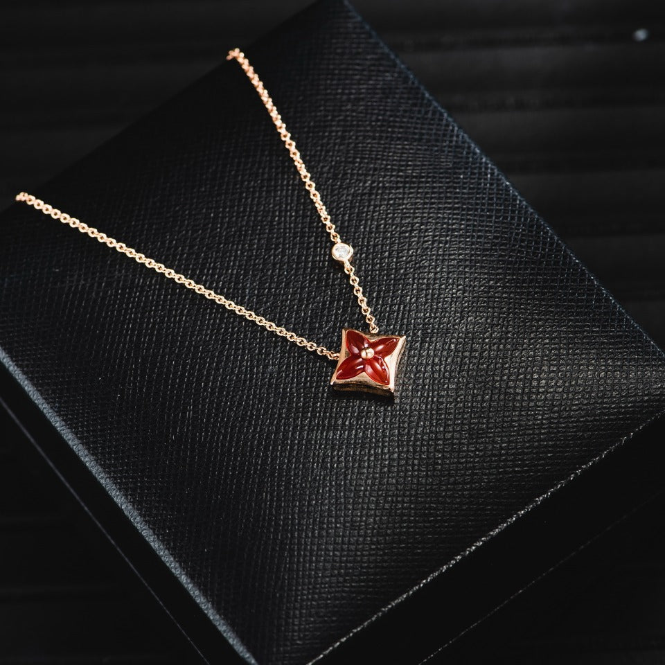 [Lunabriance]STAR NECKLACE PINK GOLD 1 DIAMOND