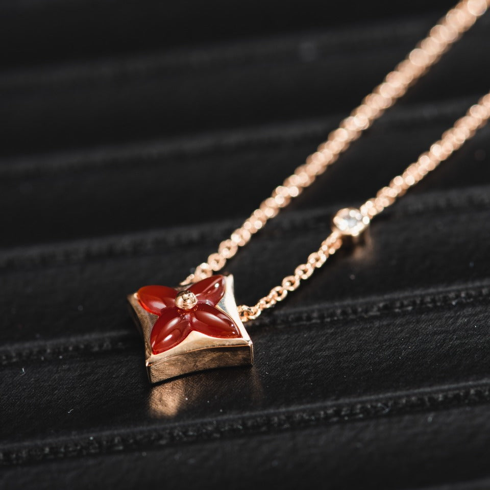 [Lunabriance]STAR NECKLACE PINK GOLD 1 DIAMOND