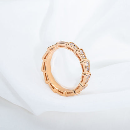 [Lunabriance]SERPENTI RING PINK GOLD DIAMOND PAVED 3MM