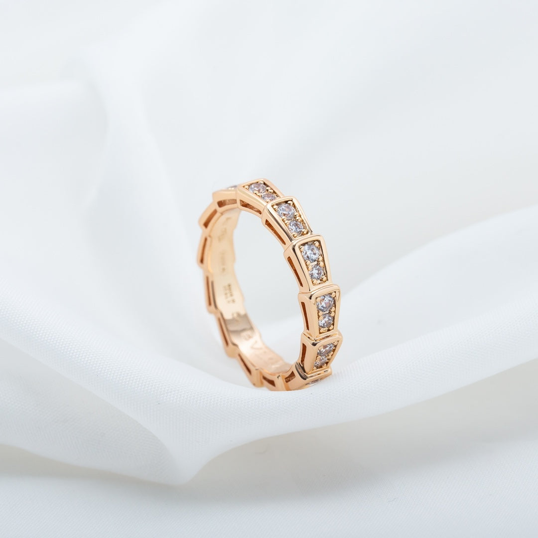 [Lunabriance]SERPENTI RING PINK GOLD DIAMOND PAVED 3MM