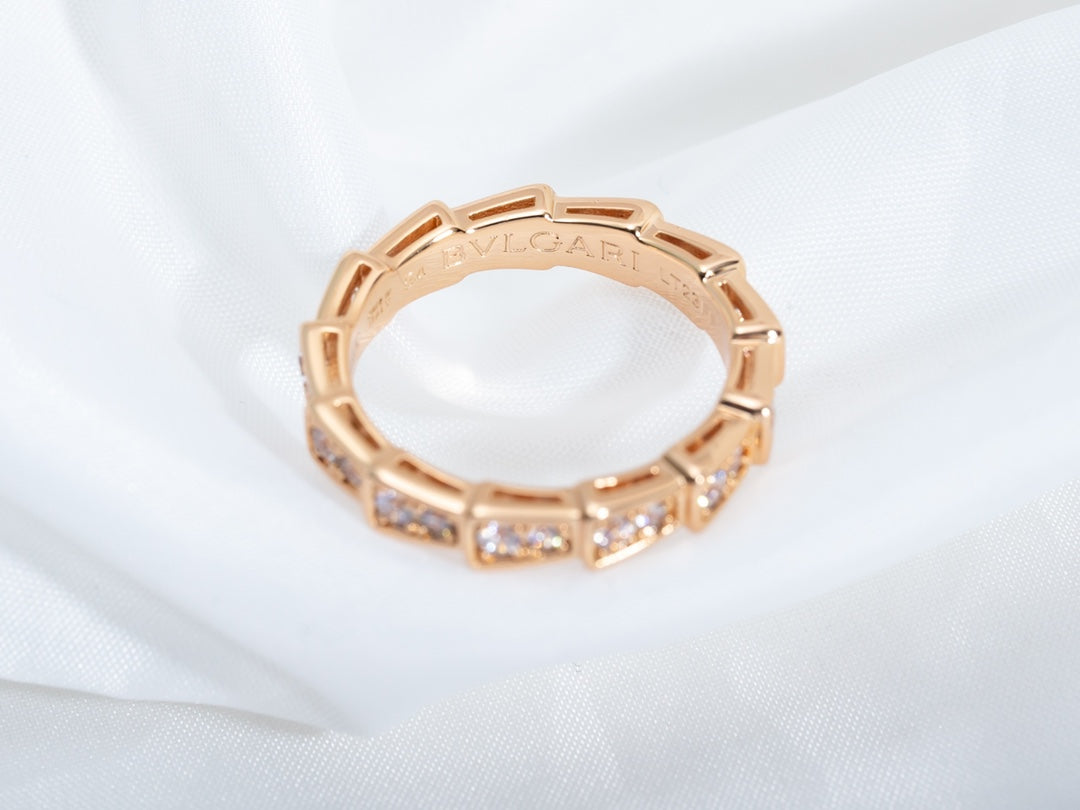 [Lunabriance]SERPENTI RING PINK GOLD DIAMOND PAVED 3MM