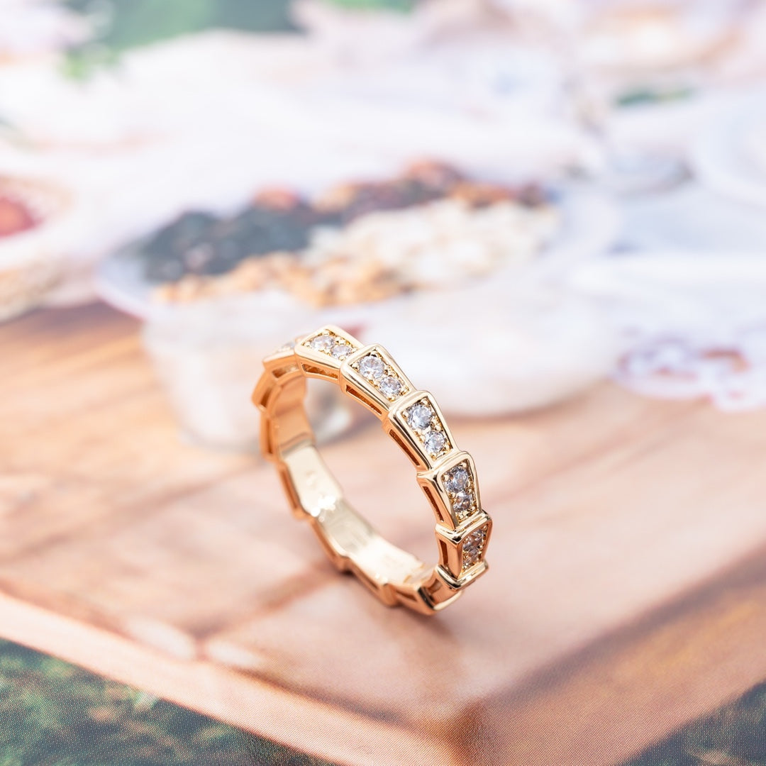 [Lunabriance]SERPENTI RING PINK GOLD DIAMOND PAVED 3MM