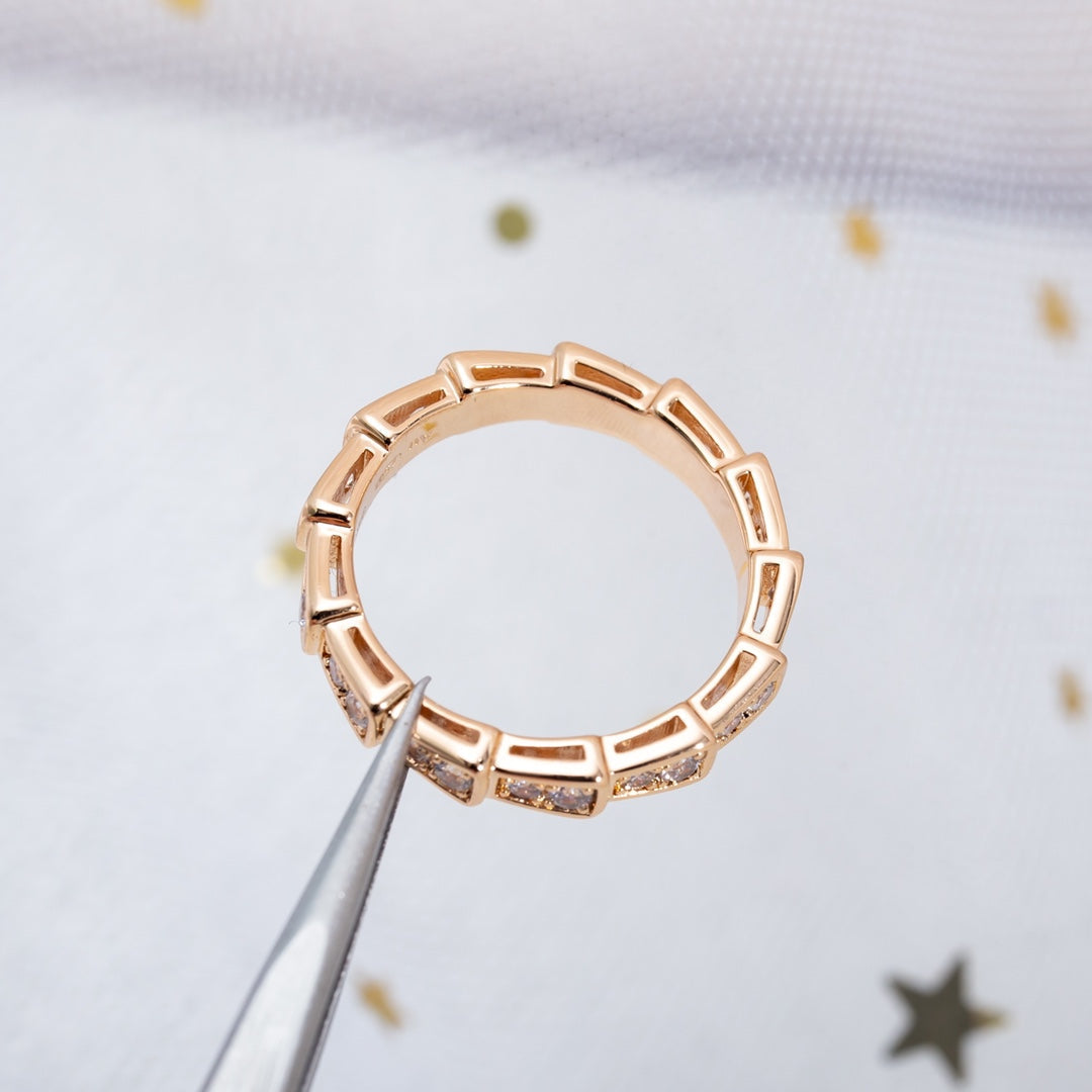 [Lunabriance]SERPENTI RING PINK GOLD DIAMOND PAVED 3MM