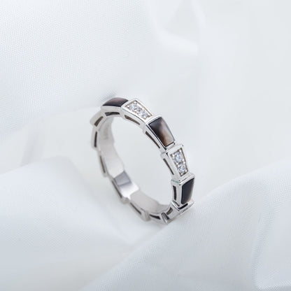 [Lunabriance]SERPENTI RING SILVER  DIAMOND BLACK MOP 3MM