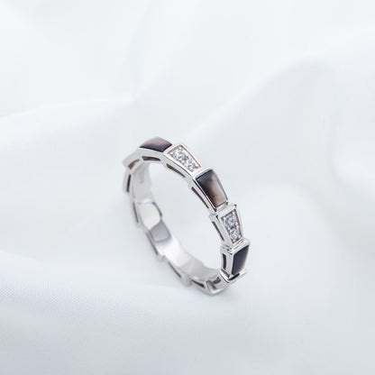 [Lunabriance]SERPENTI RING SILVER  DIAMOND BLACK MOP 3MM