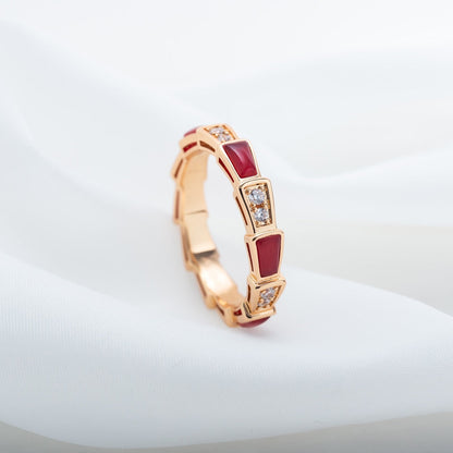 [Lunabriance]SERPENTI RING PINK GOLD CARNELIAN DIAMOND 3MM