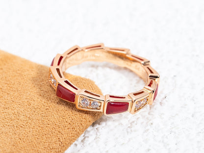 [Lunabriance]SERPENTI RING PINK GOLD CARNELIAN DIAMOND 3MM