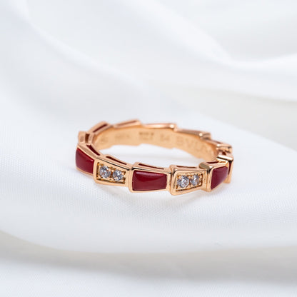 [Lunabriance]SERPENTI RING PINK GOLD CARNELIAN DIAMOND 3MM