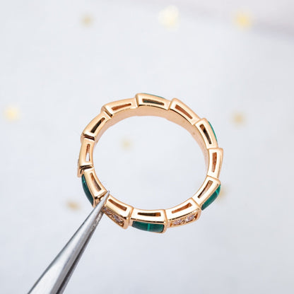 [Lunabriance]SERPENTI RING PINK GOLD MALACHITE DIAMOND 3MM