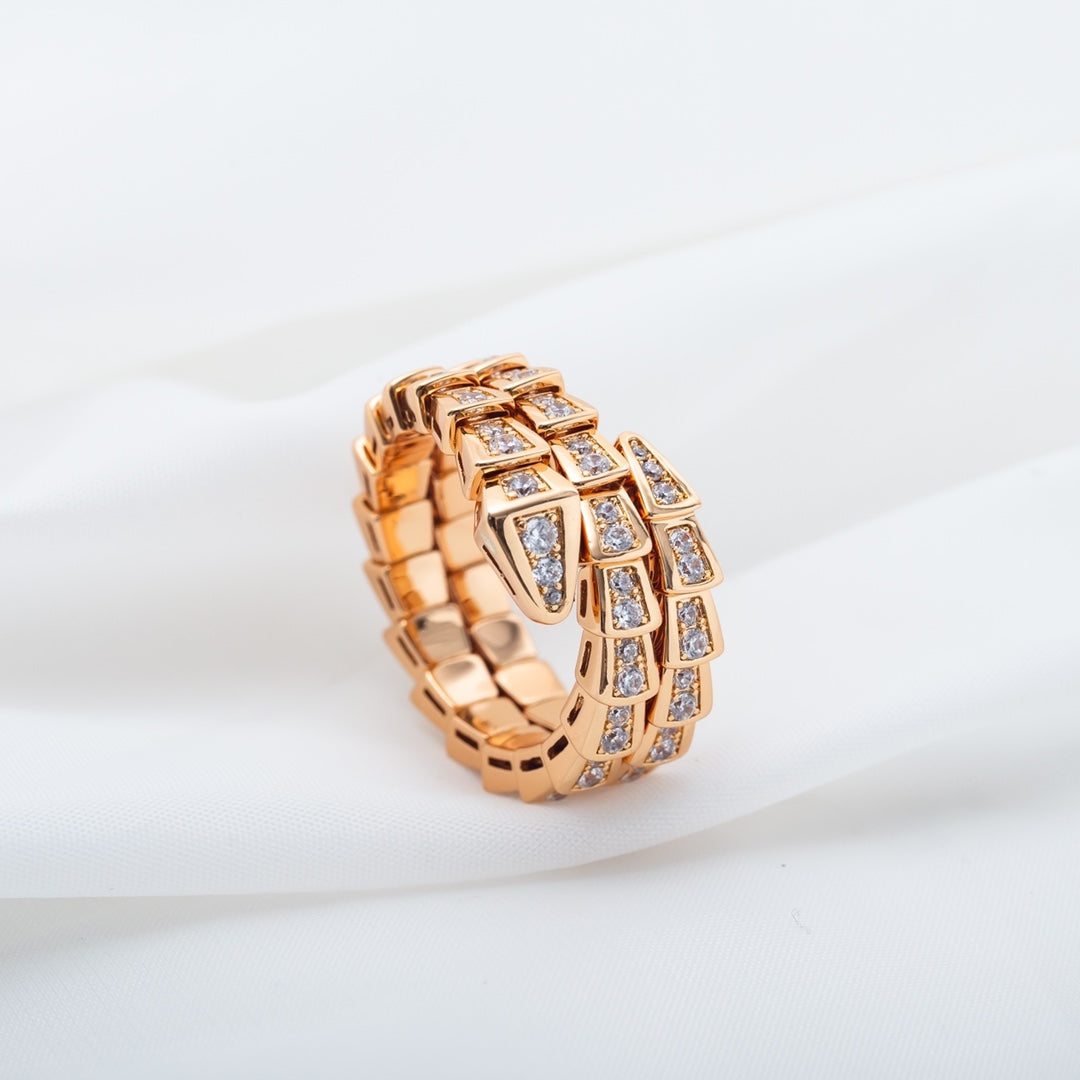 [Lunabriance]SERPENTI RING PINK GOLD DIAMOND DOUBLE ROW