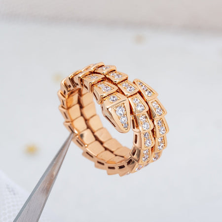 [Luna Brilliance]SERPENTI RING PINK GOLD DIAMOND DOUBLE ROW