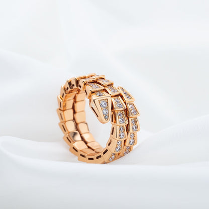 [Lunabriance]SERPENTI RING PINK GOLD DIAMOND DOUBLE ROW