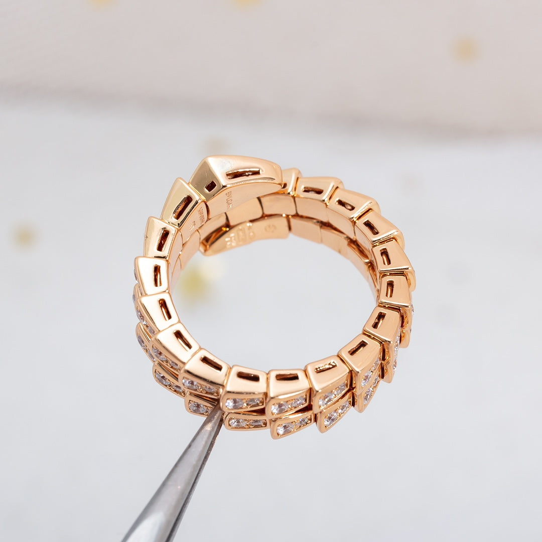 [Lunabriance]SERPENTI RING PINK GOLD DIAMOND DOUBLE ROW