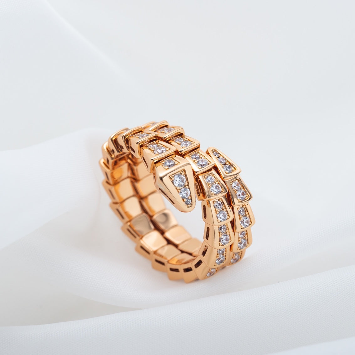 [Lunabriance]SERPENTI RING PINK GOLD DIAMOND DOUBLE ROW