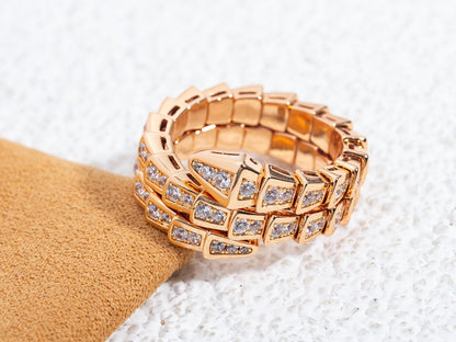 [Lunabriance]SERPENTI RING PINK GOLD DIAMOND DOUBLE ROW