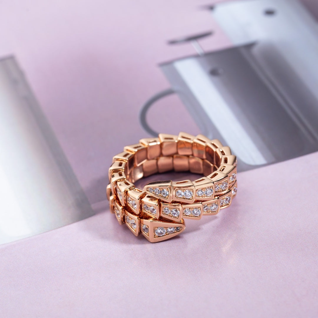 [Lunabriance]SERPENTI RING PINK GOLD DIAMOND DOUBLE ROW