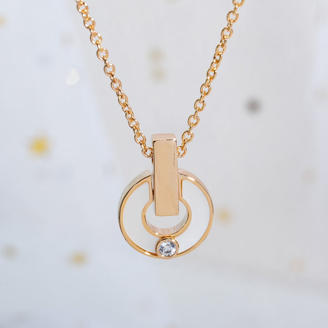 [Luna Brilliance]GARI NECKLACE PINK GOLD MOP