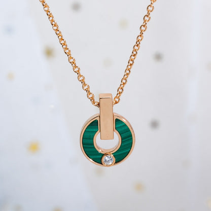 [Lunabriance]GARI NECKLACE PINK GOLD MALACHITE