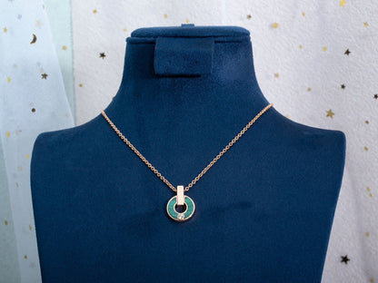 [Lunabriance]GARI NECKLACE PINK GOLD MALACHITE