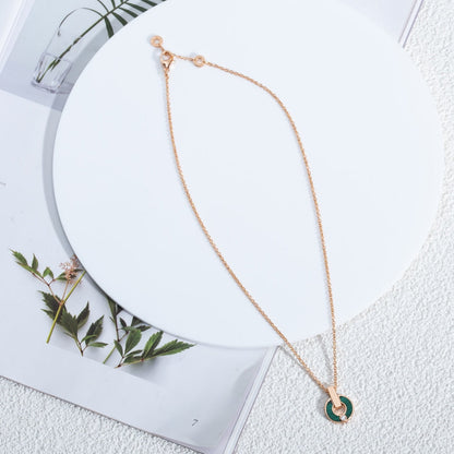 [Lunabriance]GARI NECKLACE PINK GOLD MALACHITE